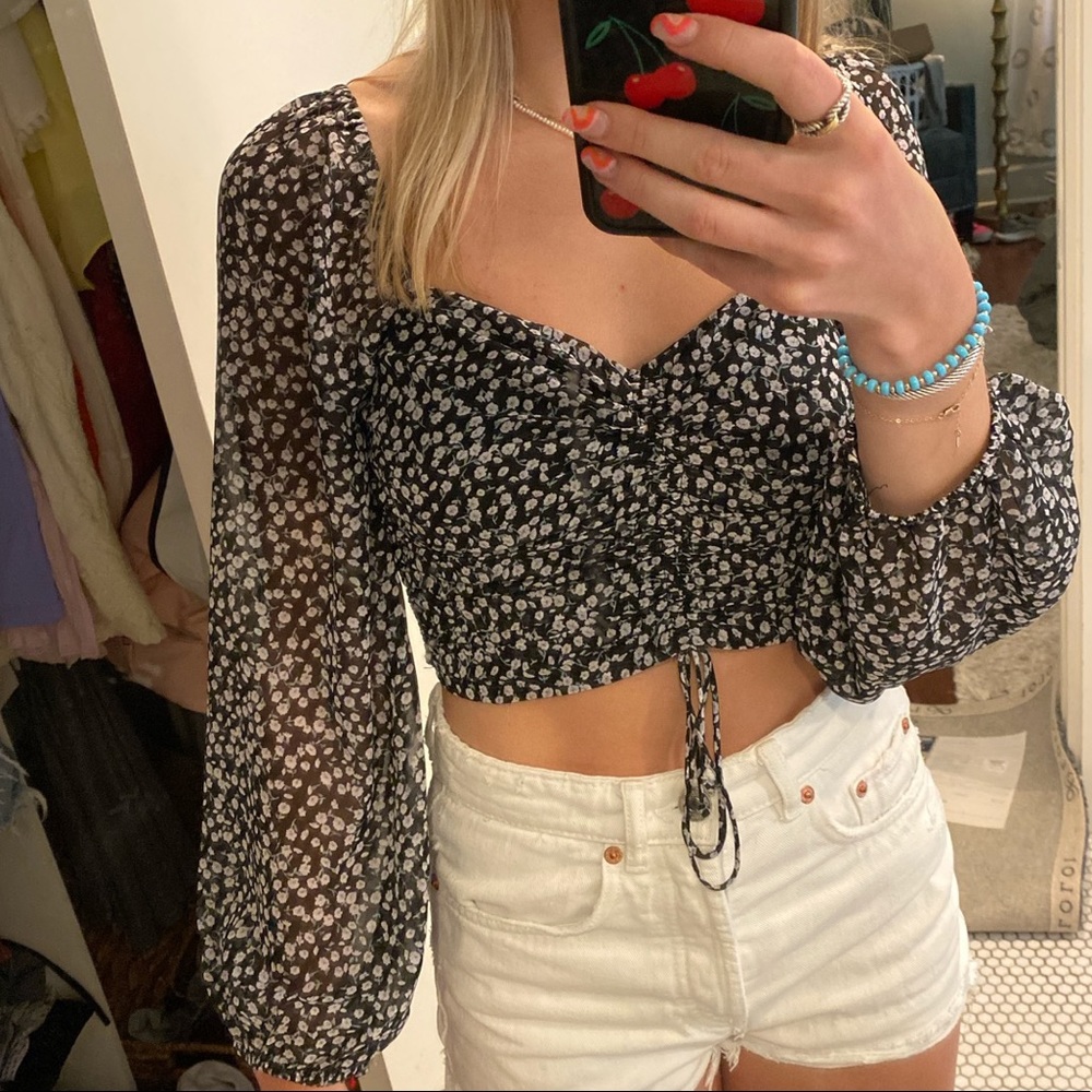 Adjustable flower print blouse